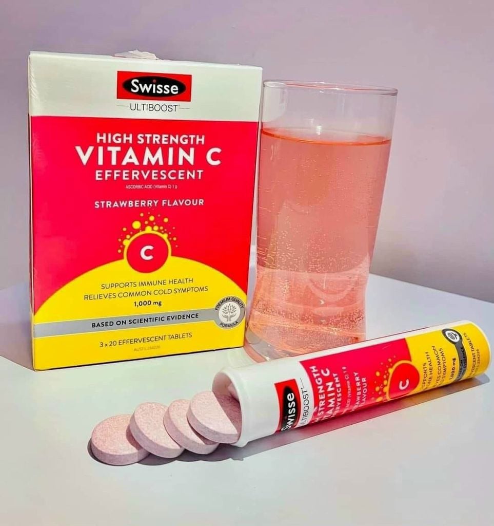 Viên sủi vitamin C liều cao Swisse High Strength Vitamin C  Effervescent 1000mg của Úc