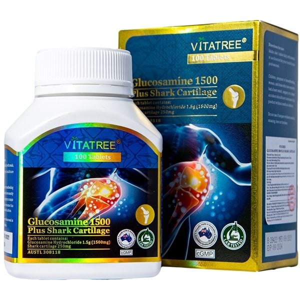 Viên Uống Bổ Khớp Vitatree Glucosamine 1500mg Plus Shark Cartilage Lọ 100 Viên