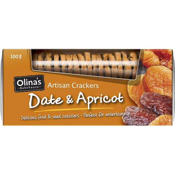 Bánh Quy Vị Chà Là & Đào Olina's Bakehouse Artisan Cracker Biscuits Date & Apricot 100g