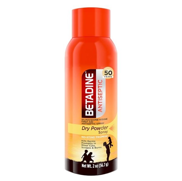 Xịt Bột Khô Khử Khuẩn Betadine Antiseptic 5% Povidone-Iodine First Aid Dry Powder Spray 56,7g
