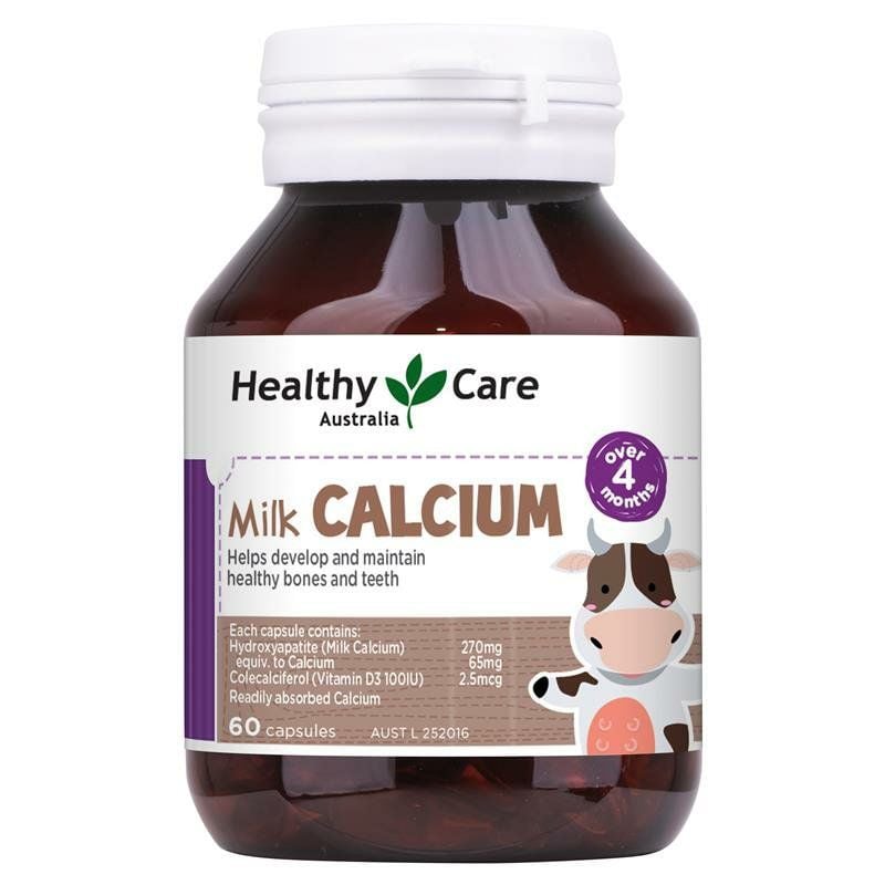 Viên sữa canxi Healthy Care Kids Milk Calcium cho trẻ trên 4 tháng tuổi của Úc 60 viên