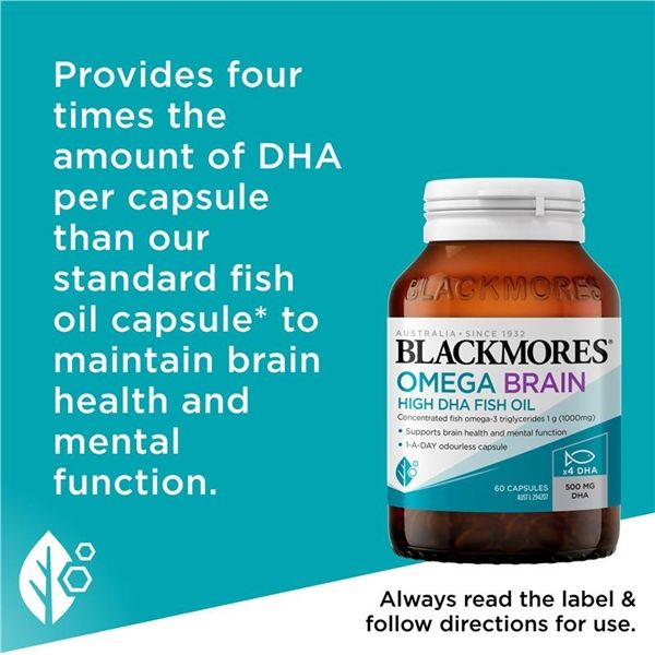 Dầu Cá Blackmores Omega Brain High DHA Fish Oil 60 viên