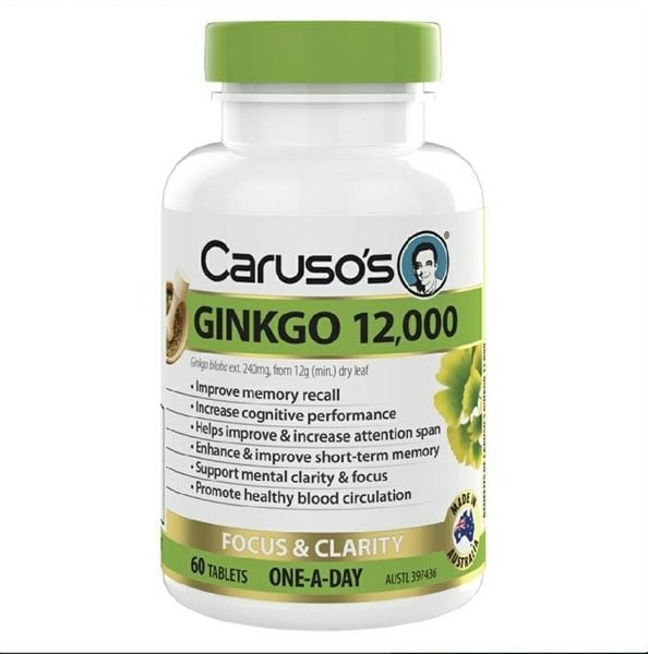 Viên uống bổ não Ginkgo CARUSO'S liều cao 12000mg - lọ 60 viên
