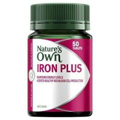Viên uống bổ sung sắt Nature's Own Iron Plus của Úc - lọ 50 viên