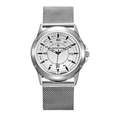 1 Đồng hồ nam hiệu Timothy Stone dây thép bạc