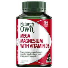 Viên Uống Bổ Sung Magie Với Vitamin D3 Nature's Own Mega Magnesium With Vitamin D3 Lọ 100 Viên