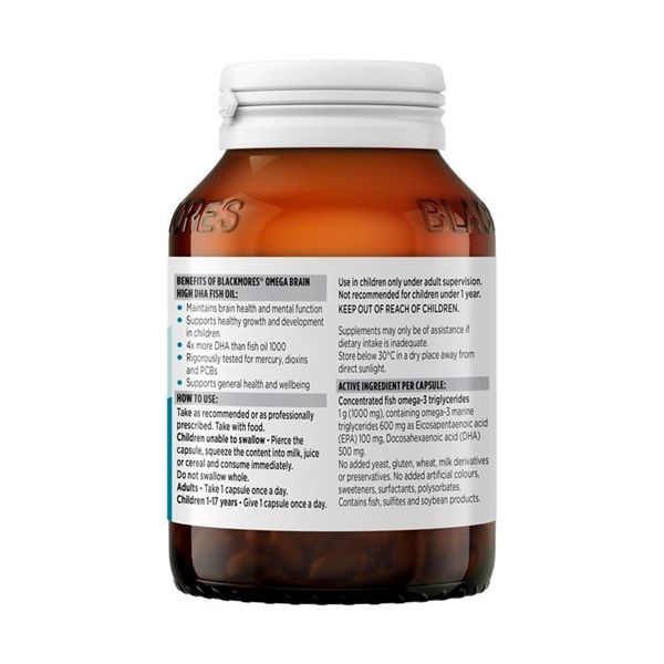 Dầu Cá Blackmores Omega Brain High DHA Fish Oil 60 viên