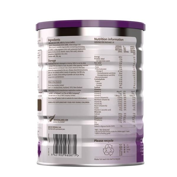 Sữa A2 Platinum Số 4 Cho Trẻ Từ 3 Tuổi Hộp 900g