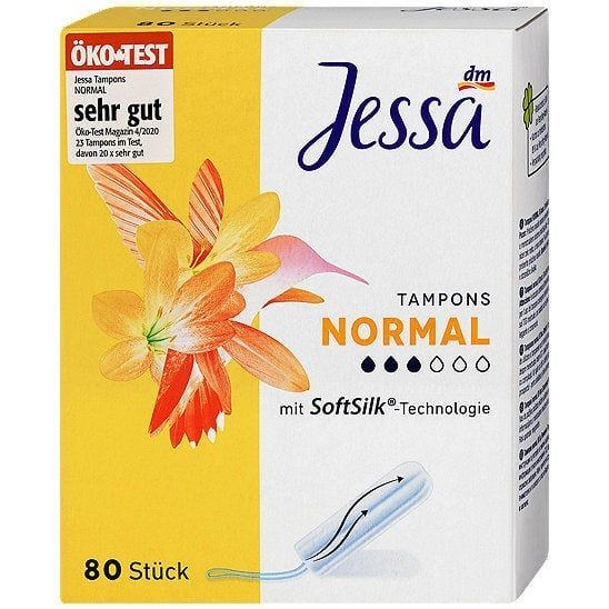 Băng Vệ Sinh Dạng Nút Tampon Jessa 3 Giọt của Đức 80 cái (Màu Vàng)