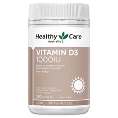 Viên uống bổ sung vitamin D3 Healthy Care Vitamin D3 1000IU của Úc 250 viên