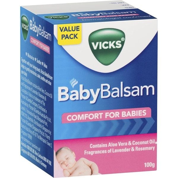Dầu Bôi Ấm Ngực Cho Bé Vicks Baby Balsam Của Úc Hũ 100g