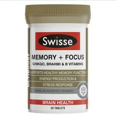 Viên uống tăng cường trí nhớ sự tập trung Swisse Ultiboost Memory + Focus của Úc 50 viên