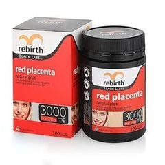 Nhau Thai Cừu Đỏ Úc Rebirth Black Label Red Placenta Natural Plus 3000mg 100 Viên