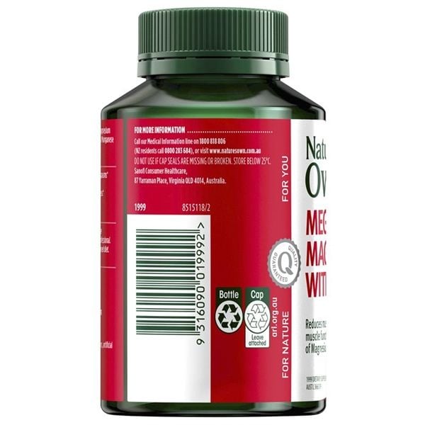 Viên Uống Bổ Sung Magie Với Vitamin D3 Nature's Own Mega Magnesium With Vitamin D3 Lọ 100 Viên