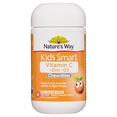 Viên nhai bổ sung Vitamin C Kẽm D3 cho bé Nature’s Way Kids Smart Vitamin C + ZinC + D3 của Úc 75 viên