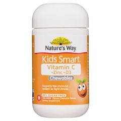 Viên nhai bổ sung Vitamin C Kẽm D3 cho bé Nature’s Way Kids Smart Vitamin C + ZinC + D3 của Úc 75 viên