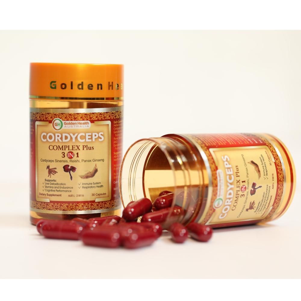 Viên Uống Đông Trùng Hạ Thảo Golden Health Cordyceps Complex Plus 3 in 1 Hộp 60 Viên