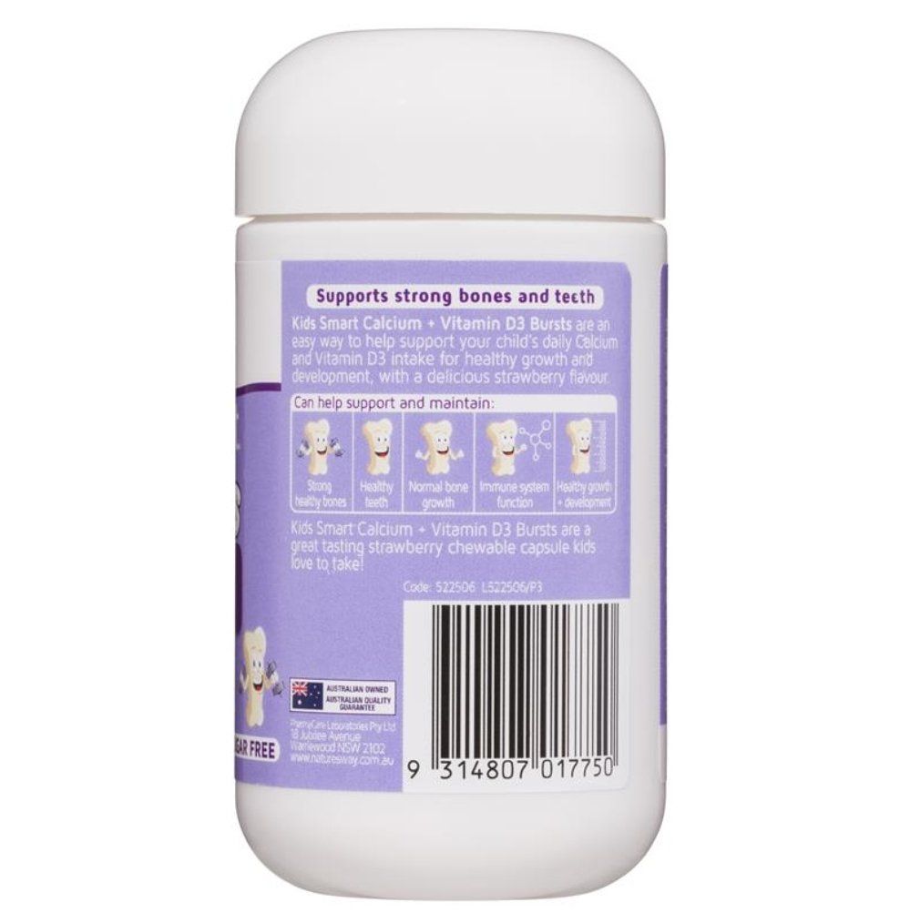 Kẹo dẻo bổ sung canxi D3 cho bé Nature’s Way Kids Smart Bursts Calcium + Vitamin D3 của Úc 50 viên
