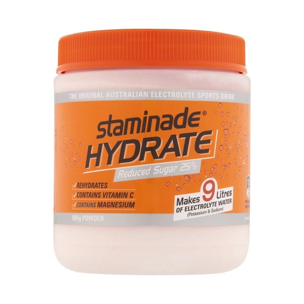 Đường thể thao vị cam hỗ trợ tăng năng lượng Staminade Hydrate Orange Reduced Sugar 25% Powder của Úc 585g