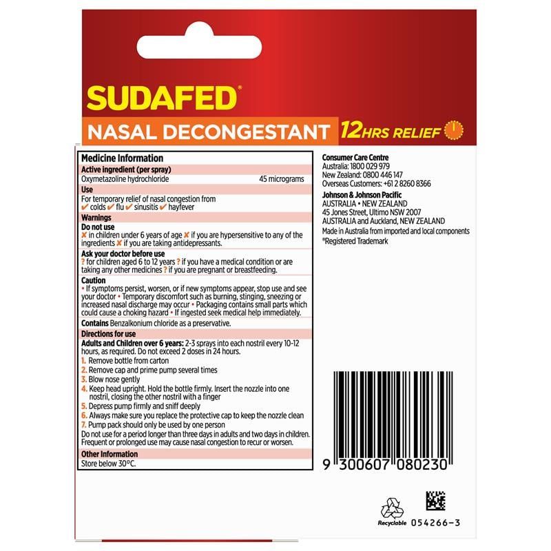 Combo 2 lọ xịt thông mũi nhanh SUDAFED - chai 20ml