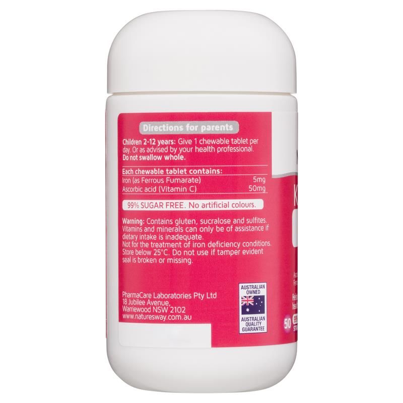Viên Nhai Bổ Sung Sắt Và Vitamin C Nature's Way Kids Smart Iron + Vitamin C Lọ 50 Viên