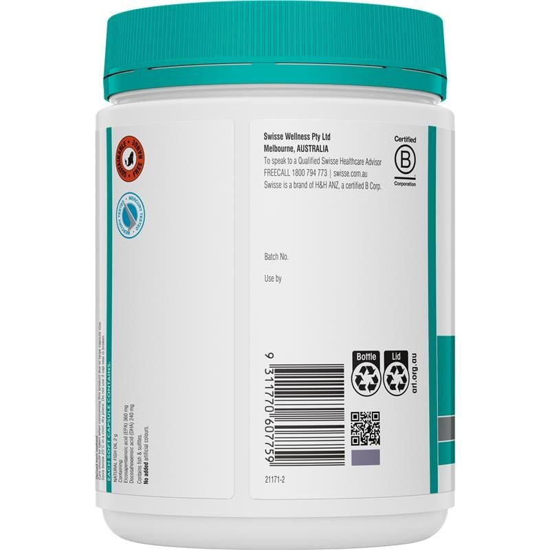 Dầu Cá Không Mùi Liều Cao Swisse Ultiboost Odourless Super Strength 2000mg Lọ 200 Viên