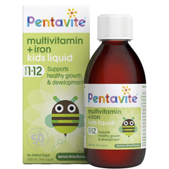 Siro bổ sung vitamin tổng hợp + sắt cho bé từ 1 - 12 tuổi Pentavite Multivitamin + Iron Kids Liquid của Úc 200ml