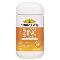 Viên nhai hỗ trợ tăng đề kháng Nature's Way High Strength Zinc + Vitamin C của Úc 60 viên