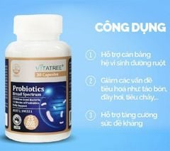 Men Vi Sinh Bổ Sung Lợi Khuẩn Vitatree Probiotic Broad Spectrum lọ 30 Viên Date 12/2025