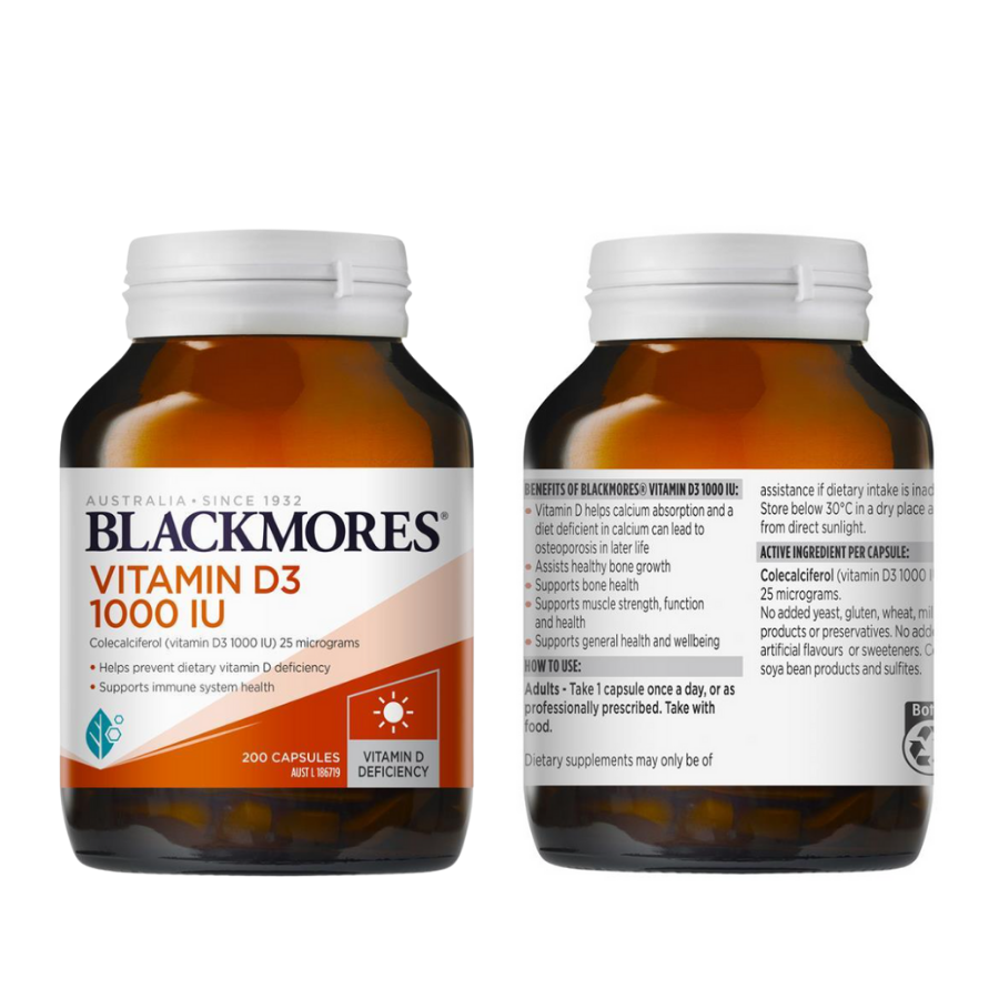 Viên uống bổ sung vitamin D3 Blackmores Vitamin D3 1000IU của Úc 200 viên