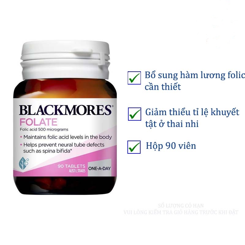 Viên uống bổ sung Axit Folic cho bà bầu Blackmores Pregnancy Folate 90