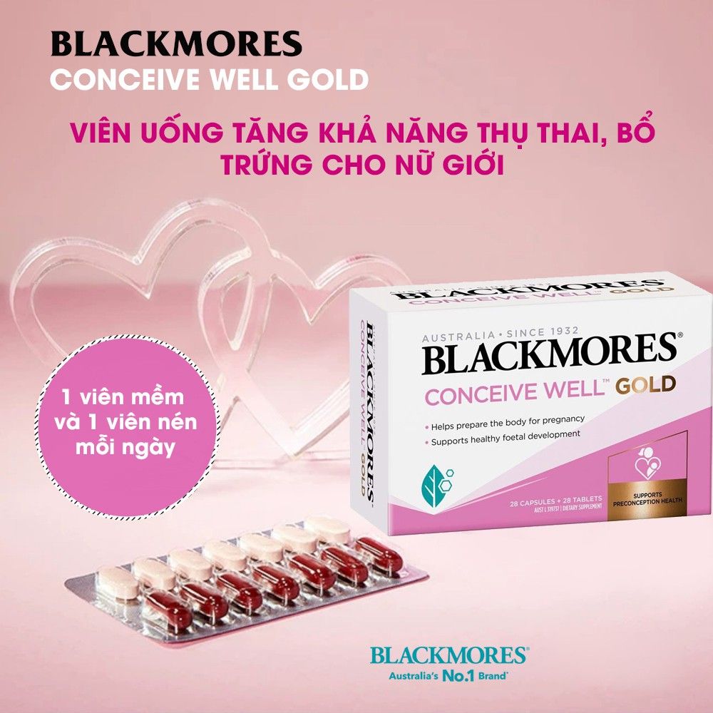 Combo hai hộp viên uống Blackmores hỗ trợ thụ thai cho cặp vợ chồng của Úc