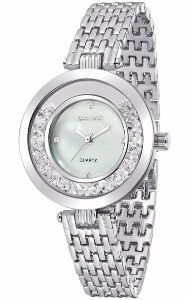 Đồng hồ Mestige gắn đá pha lê Swarovski® màu bạc size 32mm