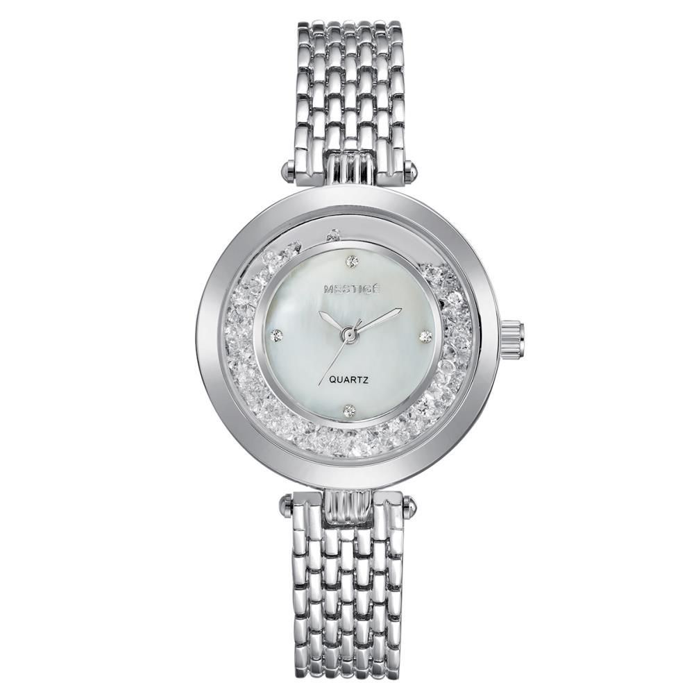 Đồng hồ Mestige gắn đá pha lê Swarovski® màu bạc size 32mm