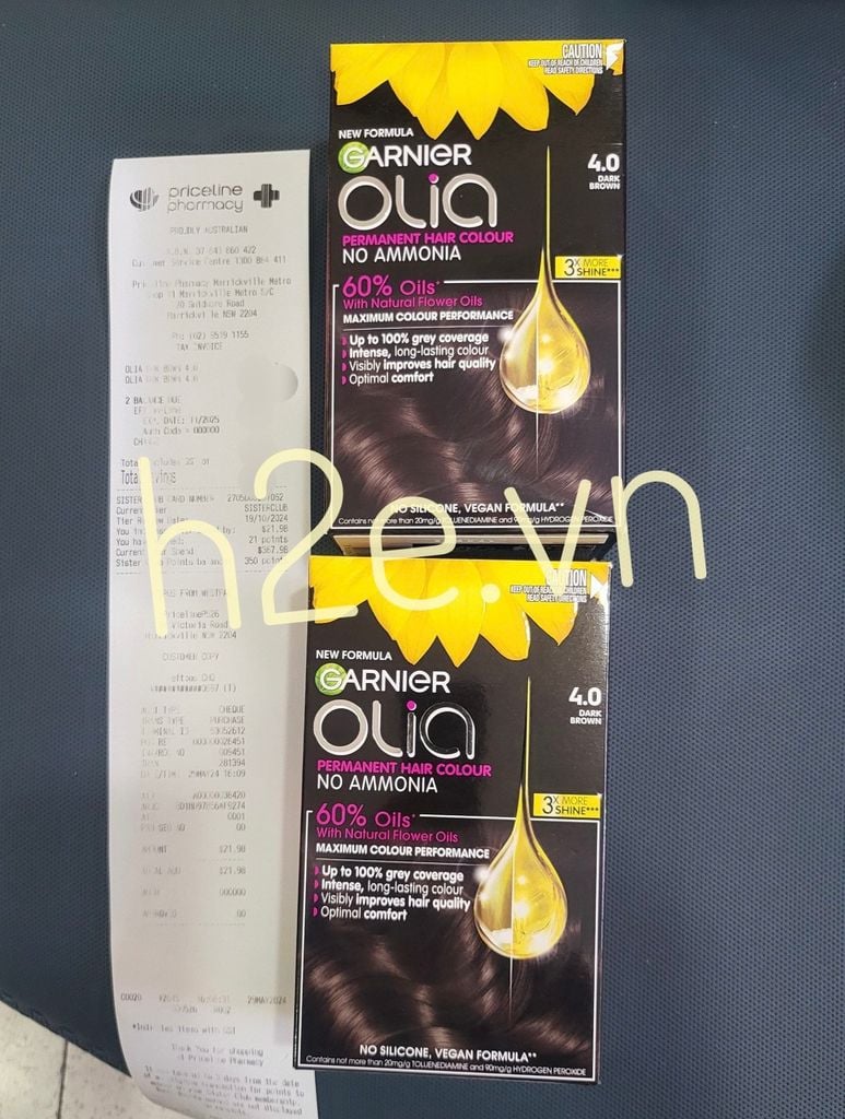 Thuốc nhuộm tóc phủ bạc Garnier Olia 4.0 Dark Brown