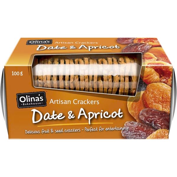 Bánh Quy Vị Chà Là & Đào Olina's Bakehouse Artisan Cracker Biscuits Date & Apricot 100g