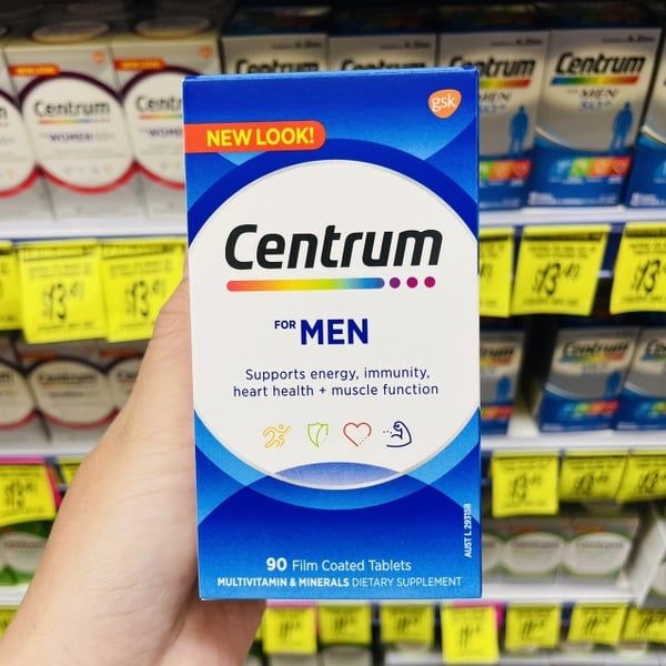 Vitamin tổng hợp tăng cường sinh lực cho nam Centrum For Men của Úc 90 viên