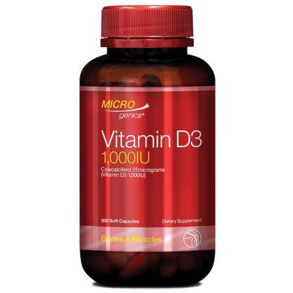 Viên uống bổ sung vitamin D3 Microgenics Vitamin D3 1000IU của Úc 200 viên
