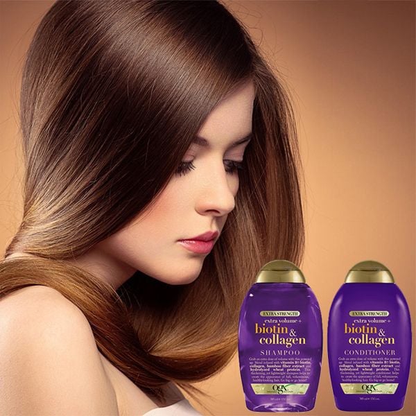 Cặp 2 DẦU GỘI Kích Thích Mọc Tóc OGX Thick & Full Biotin & Collagen của Mỹ 385ml