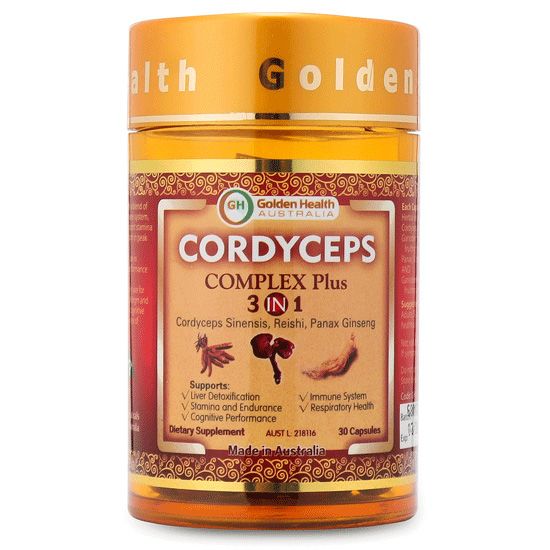 Viên Uống Đông Trùng Hạ Thảo Golden Health Cordyceps Complex Plus 3 in 1 Hộp 60 Viên