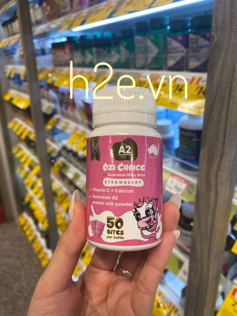 Ozi Choice Calcium + Vitamin C - Viên Nhai Kẹo Sữa Canxi & Vitamin C Lọ 50 Viên