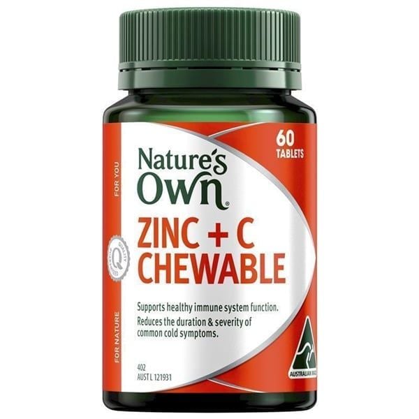 Viên Nhai Bổ Sung Kẽm Nature's Own ZinC + C Chewable Lọ 60 Viên