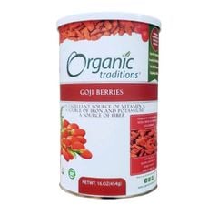 Hạt kỷ tử hữu cơ sấy khô Organic Traditions Goji Berries của Mỹ hộp 454g