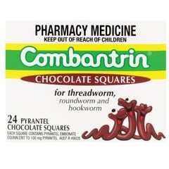 Kẹo tẩy giun vị socola Combantrin Chocolate Squares của Úc 24 miếng