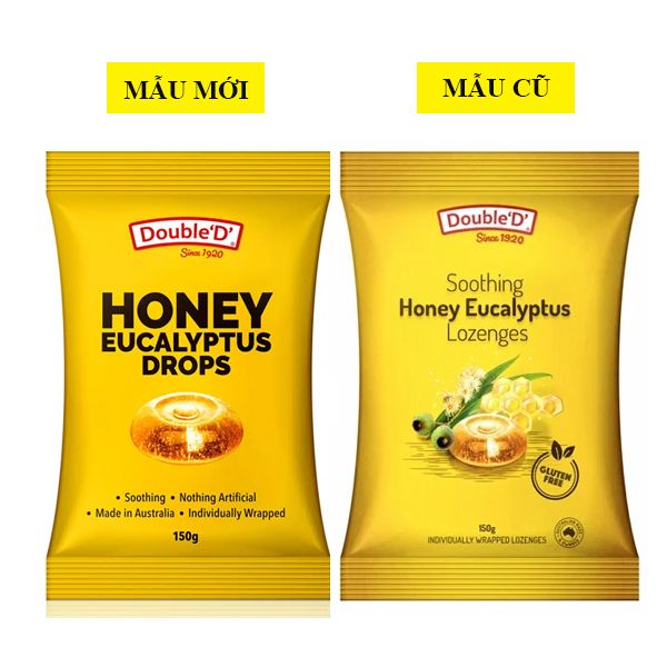 Kẹo ngậm khuynh diệp vị mật ong Double 'D Honey Eucalyptus Drops của Úc gói 150g