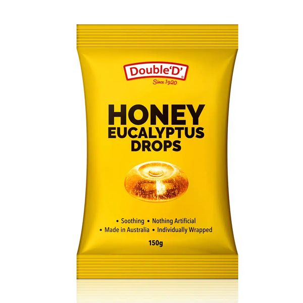 Kẹo ngậm khuynh diệp vị mật ong Double 'D Honey Eucalyptus Drops của Úc gói 150g