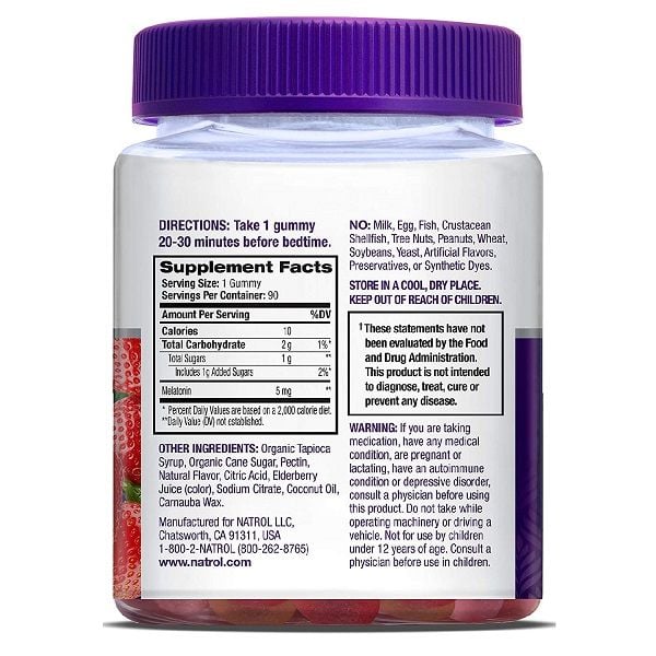 Kẹo dẻo vị dâu hỗ trợ ngủ ngon Natrol Melatonin 10mg Sleep của Mỹ 90 viên