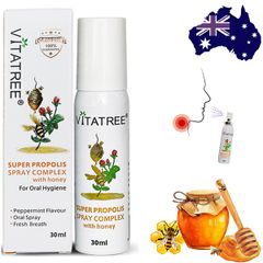 Keo ong dạng xịt giảm ho Vitatree Super Propolis Spray complex with Honey của Úc 30ml