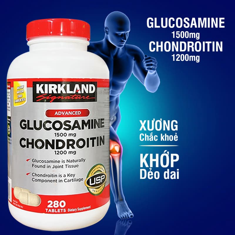 Viên uống Mỹ Glucosamine + Chondroitin Kirkland lọ 280 viên