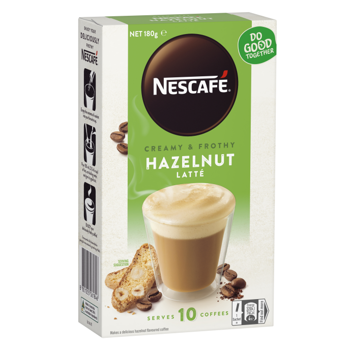 Nescafe Hazelnut Latte - Cafe Pha Sẵn Hộp 10 Gói